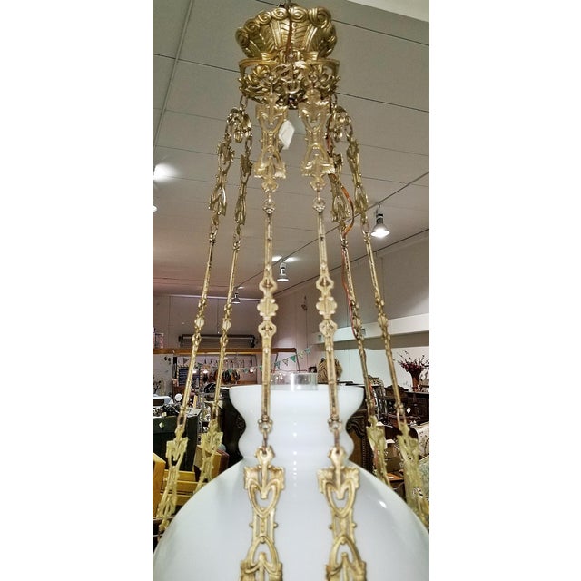 Metal 1970s Art Nouveau-Victorian Light Fixture For Sale - Image 7 of 8