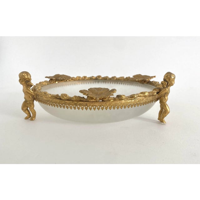 Hollywood Regency 1960s Gilt Opaque Glass Bowl For Sale - Image 3 of 6
