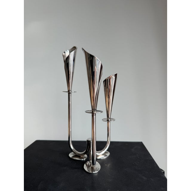 Hans Jensen Calla Lily Triple Candle Holde, Denmark For Sale In Chicago - Image 6 of 6