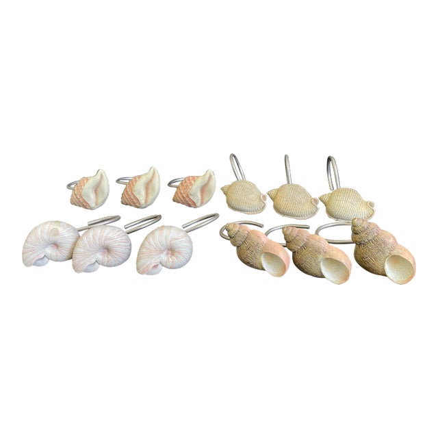 Conch Shell Shower Curtain Hooks - Set of 12 For Sale
