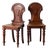 Pair of Late 19th Century Victorian Hall Chairs With Petite Floral Cravings For Sale
