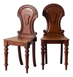 Pair of Late 19th Century Victorian Hall Chairs With Petite Floral Cravings