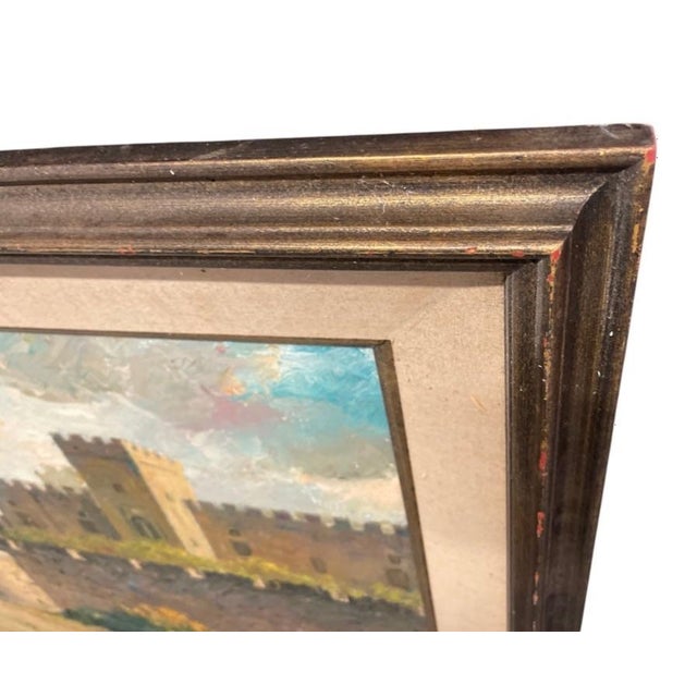Rustic European 1960s Painting - Oil on Canvas Fortress Landscape by A. Karasylionis For Sale - Image 3 of 12