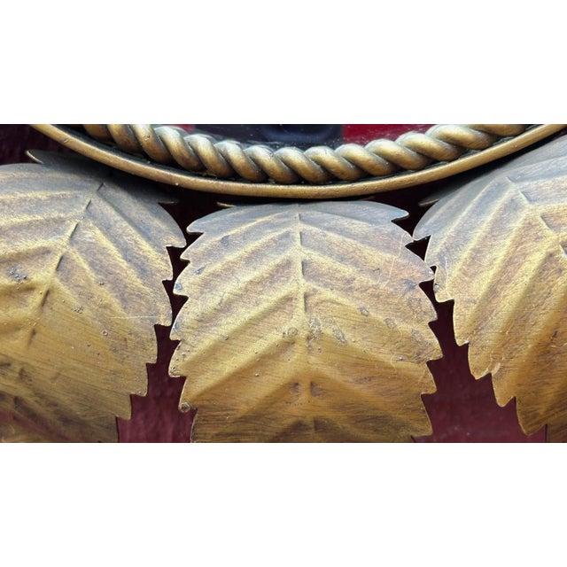 Large Oval Spanish 1950's Gilt Metal Sunburst Mirror For Sale - Image 12 of 12