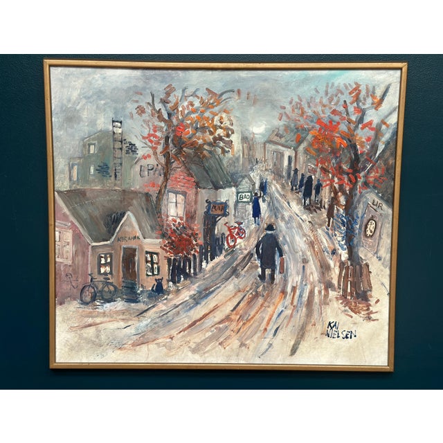 Kai Nielsen, Bygatan, Framed, 1950s, Oil Painting on Panel, Framed For Sale - Image 12 of 18