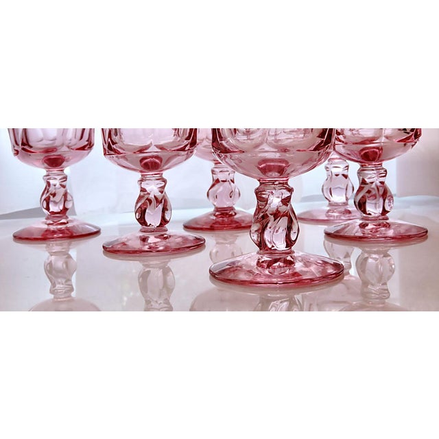 1950s Vintage Fostoria Pink Glass Jamestown Pink Goblets Set of 6