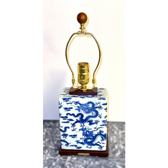Ralph Lauren Blue and White Dragon Lamps - A Pair For Sale - Image 9 of 10