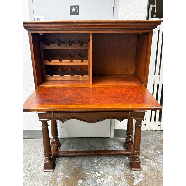 South Cone Trading Traditional Mahogany Wine Bar Secretary Cabinet For Sale - Image 11 of 12