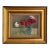Vintage Signed Original Oil on Board Still Life Red, Pink & White Carnations in Blue Glass Vase For Sale