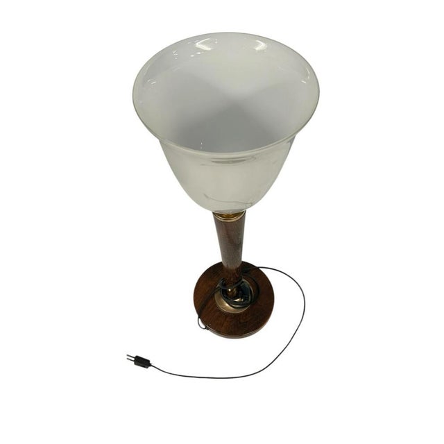 1920s Art Deco Table Lamp in Glass and Walnut, 1930 For Sale - Image 5 of 7