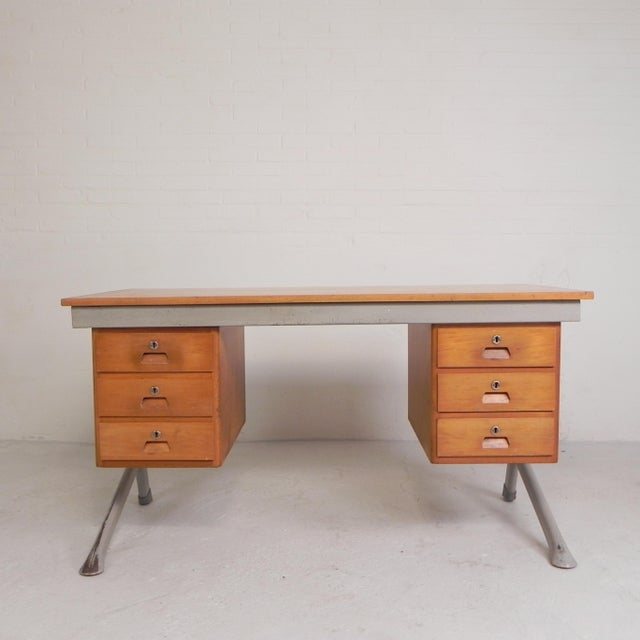 Industrial Desk with Drawer Units, Belgium, 1960s For Sale - Image 12 of 18