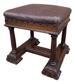Late 19th Century Italian Leather Stool