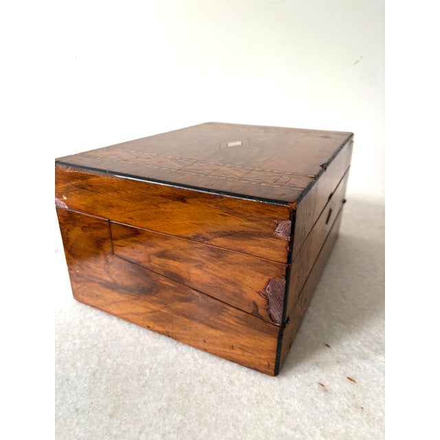 English Antique Mahogany English Jewelry Box For Sale - Image 3 of 11