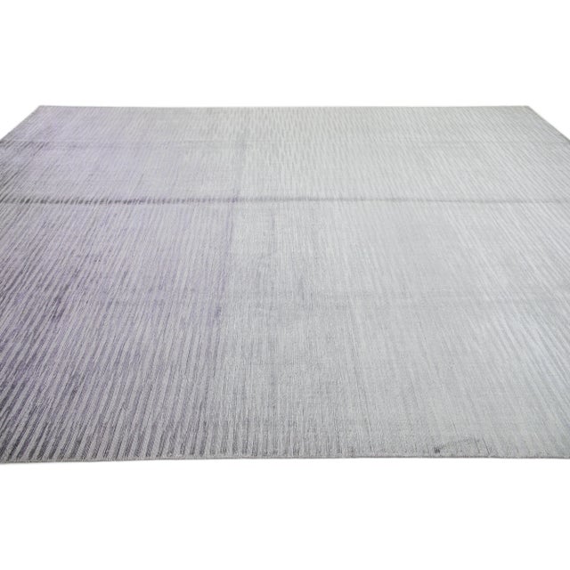 2010s 2010s Contemporary Handmade Gray Wool & Silk Rug With Abstract Pattern For Sale - Image 5 of 7