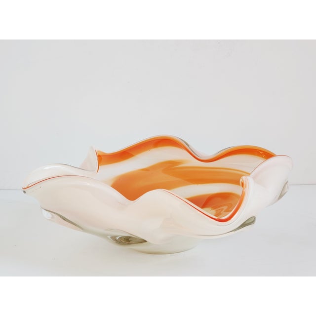 Orange Vintage Murano Fratelli Toso Glass Bowl For Sale - Image 8 of 12