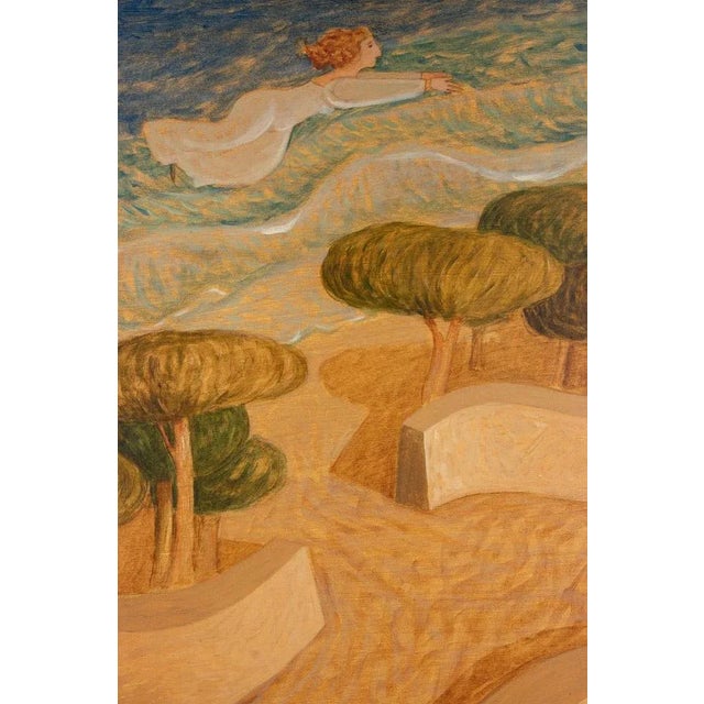 1980s Alberto Gallerati, The Pointing Angel Takes You to the Sea, 1980s, Oil Painting For Sale - Image 5 of 7