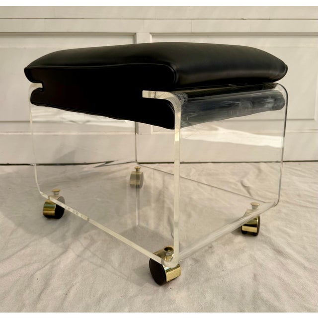 Metal 1975 Lucite Sculptural Modern Rolling Bench/Ottoman by Hill Manufacturing For Sale - Image 7 of 11