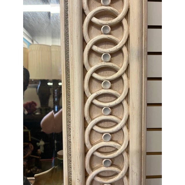 Late 20th Century Large Beveled Ivory Mirror For Sale - Image 4 of 5
