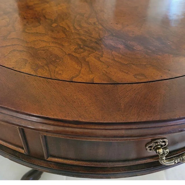 Century Furniture 18th-Century Style Burlwood Drum Table For Sale In West Palm - Image 6 of 11