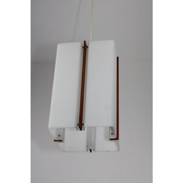Brown Acrylic Glass and Teak Ceiling Light attributed to Rupert Nikoll, 1950s For Sale - Image 8 of 12