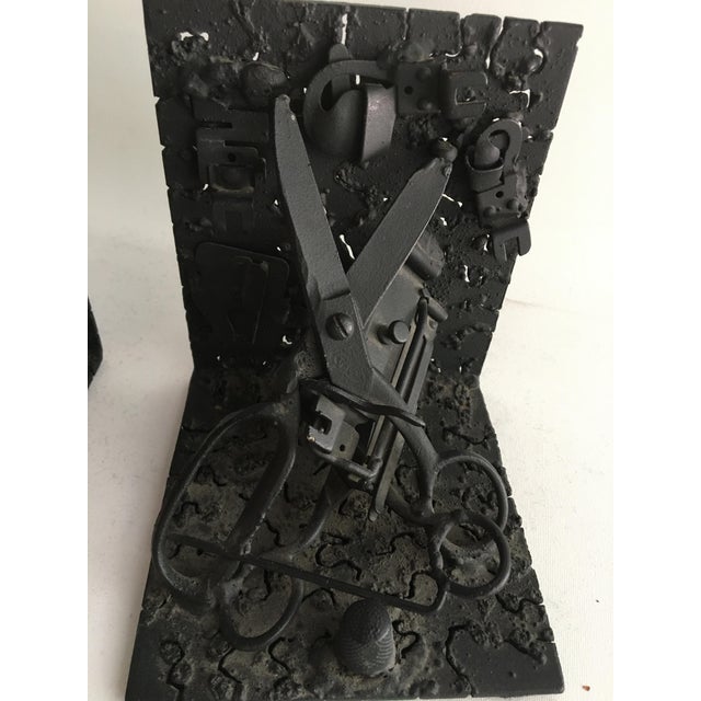 1970s Folk Art Metal Bookends - a Pair For Sale - Image 11 of 13