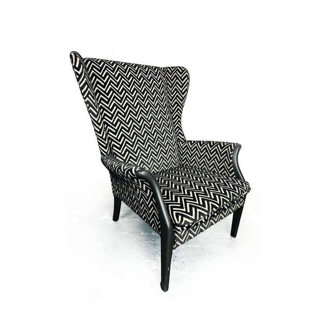 Black Mid-Century Modern #750 Froxfield Wing Back Chair in Mono Velvet Jacquard by Parker Knoll, 1980s For Sale - Image 8 of 12