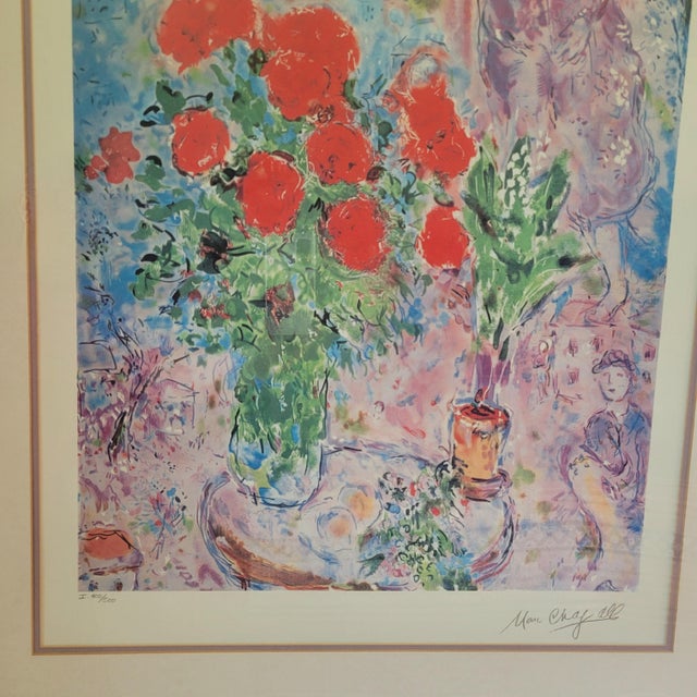 Expressionism Marc Chagall Les Coquelicots Limited Edition Lithograph Signed Numbered Framed For Sale - Image 3 of 8