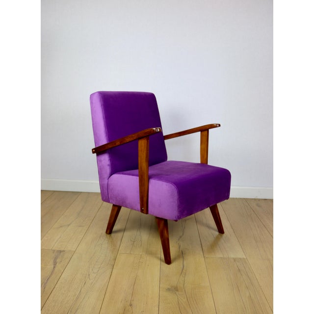 Vintage Loft Armchair in Purple Velvet, 1970 For Sale - Image 12 of 12