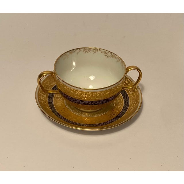 Gold A Set of 8 Cream Soup or Dessert Cups & Saucers. Antique Limoges Circa 1890 For Sale - Image 8 of 9