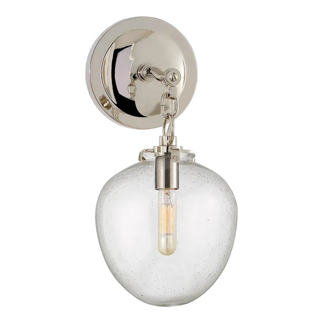 Thomas O'Brien for Visual Comfort Signature Katie Small Acorn Sconce in Polished Nickel with Seeded Glass For Sale