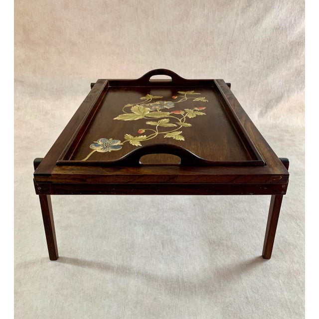 Wood Vintage Hand-Painted Breakfast-In-Bed Tray W/ Stand For Sale - Image 7 of 13