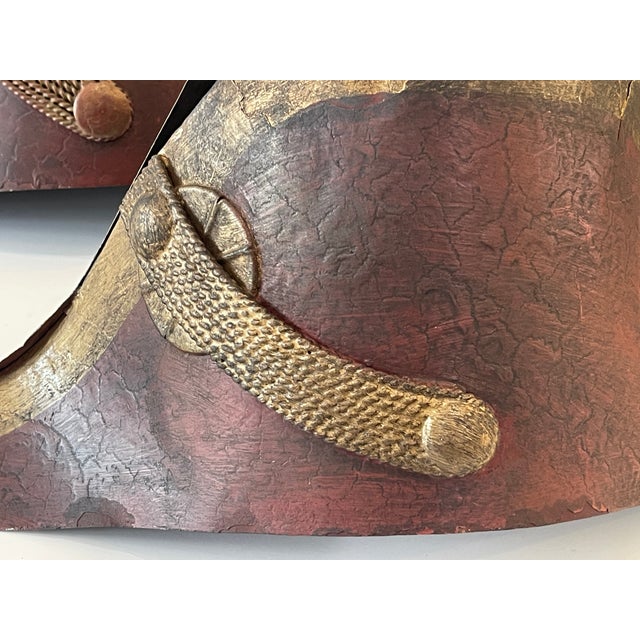 Pair of Red Tole Napoleonic Hats Wall Light Sconces For Sale - Image 4 of 12