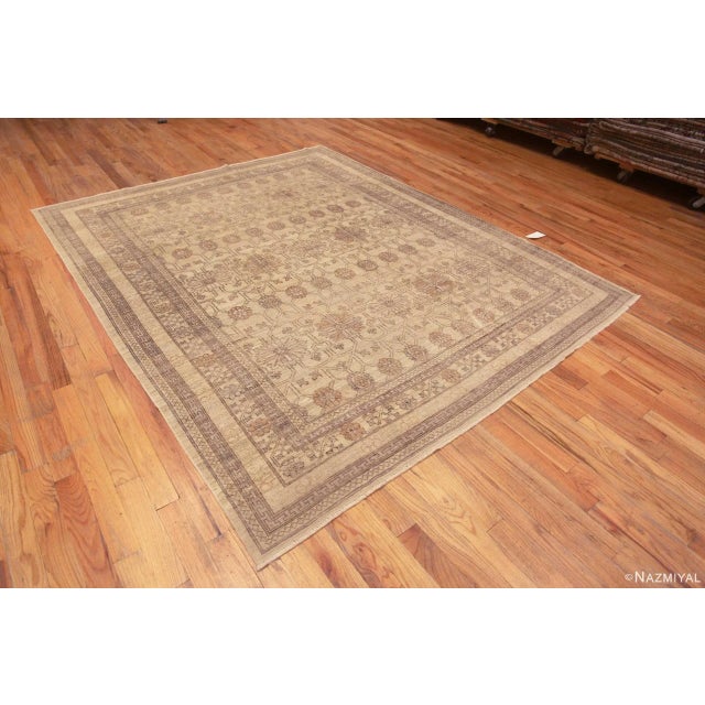 Beautiful And Calming Decorative Soft Neutral Cream Color Contemporary Tribal Geometric Modern Turkish Oushak Design Rug,...