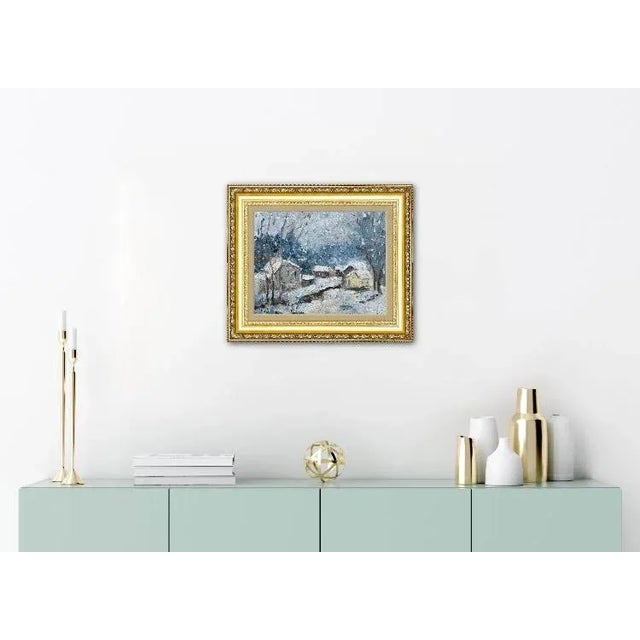 Gray Contemporary Impressionist Winterscape Landscape Oil Painting For Sale - Image 8 of 12