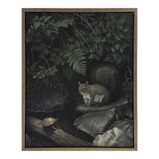 Turtle and Squirrel by Susan McDonnell | Oil on Panel Woodland Animal Painting For Sale