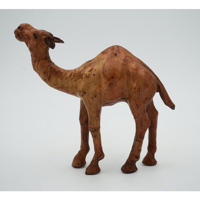 Camel Sculpture with Aged Leather on Hand Carved Wood from Libertys London For Sale - Image 4 of 9