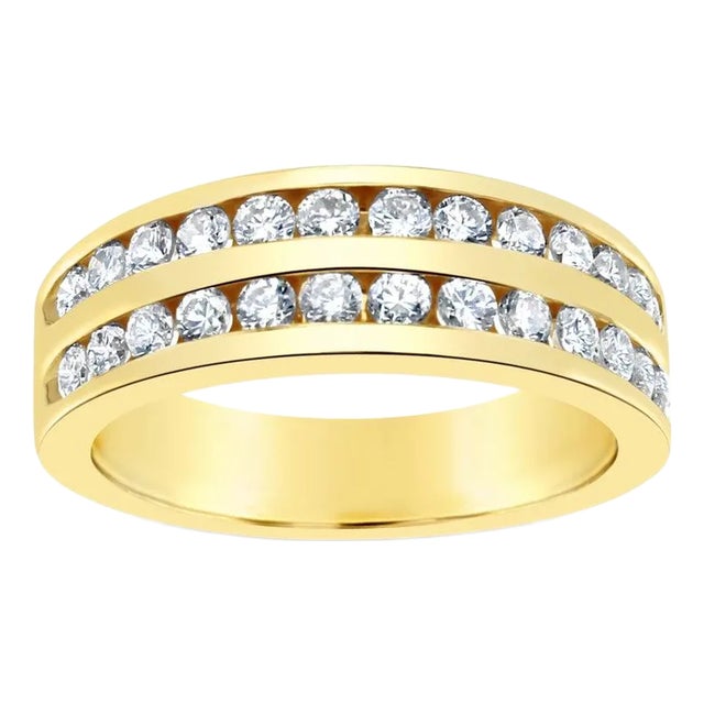 Double Row Diamond Wedding Band, Size 9 For Sale