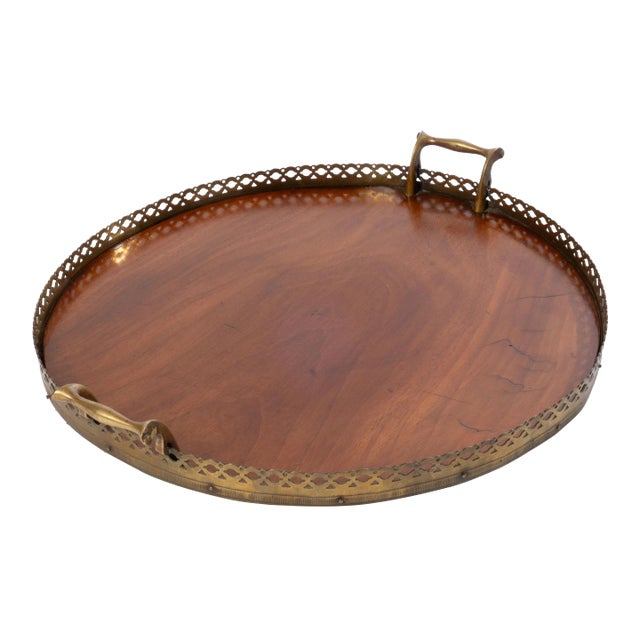 19th Century Mahogany and Brass Tray For Sale