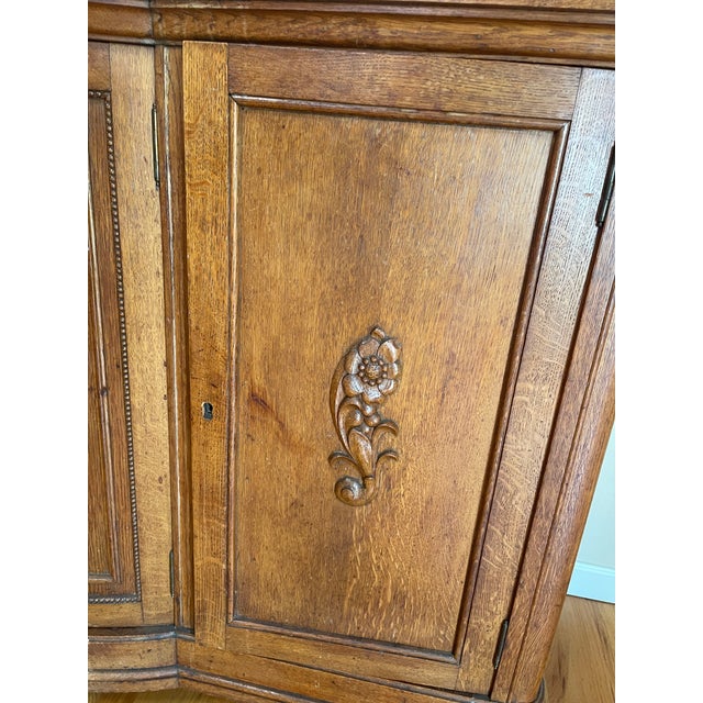 Wood French Provincial Louis XV Carved Oak Marble Top Sideboard Buffet For Sale - Image 7 of 9