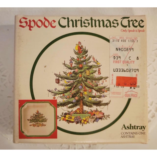 Vintage Spode Christmas Tree Ashtray/Catchall/Trinket Dish Made in England Fine Bone China Holiday Tableware, New-Old Stock in Original Box For Sale - Image 9 of 10