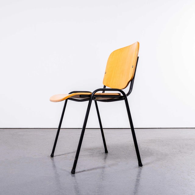 Italian University Stacking Chair, Set of 4 For Sale - Image 3 of 8