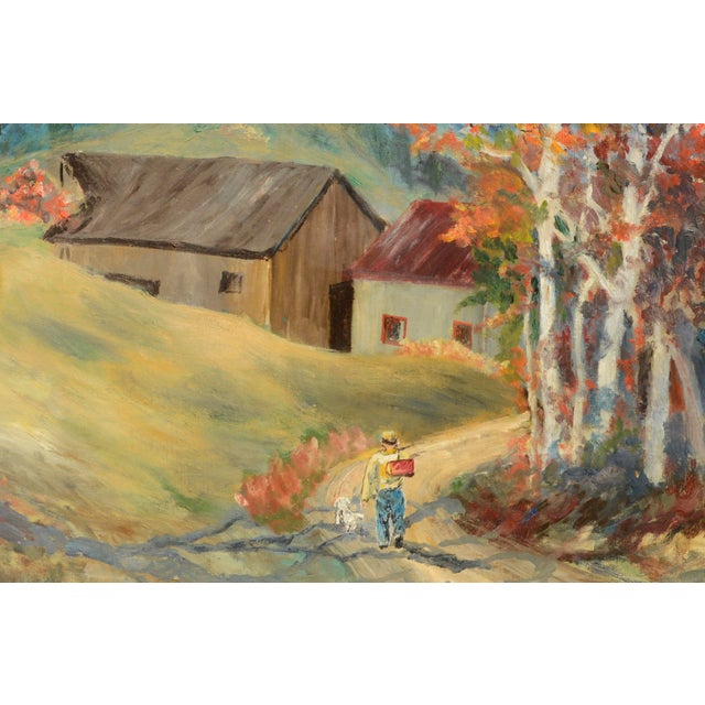 American Mid Century Country Lane Figurative Landscape With Autumn Trees by Donna Zell For Sale - Image 3 of 4
