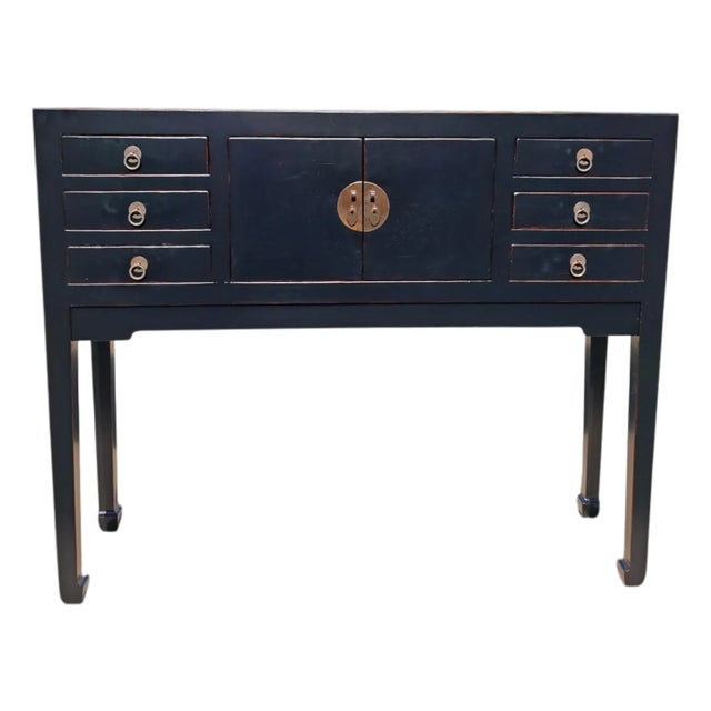 37" Long Antique Multi-Storage Console Table For Sale