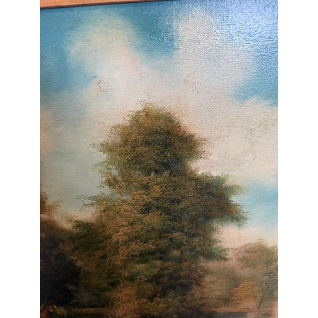 Vintage English Hunting Scene Oil Painting Horses Hounds Equestrian Sporting Art For Sale - Image 9 of 14
