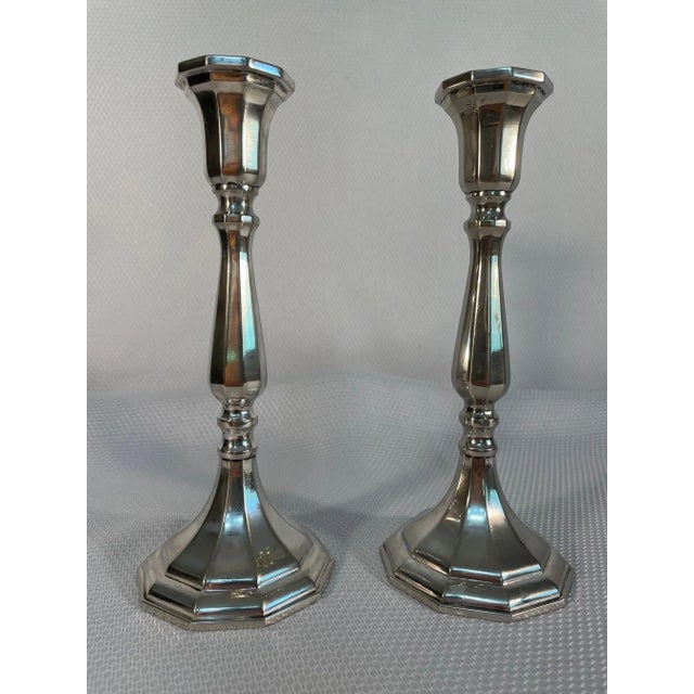 Mid 20th Century Vintage Sheffield Italian Silverplated Candle Holders / Candlesticks - a Pair For Sale - Image 6 of 13