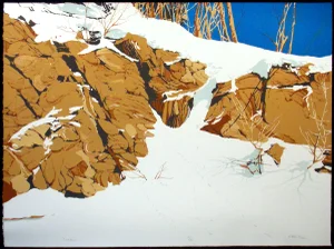 1980 "Cold Blue" Winter Landscape Numbered Lithograph by Nanci Blair Closson
