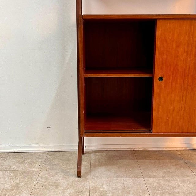 Italian Modular Teak Bookcase with Bar Compartment and Sliding Doors, 1960s For Sale - Image 9 of 13