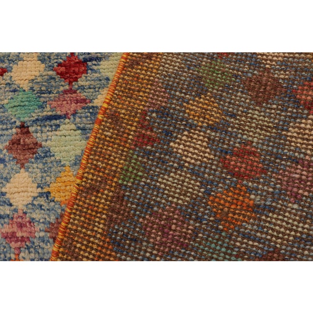 Modern Balochi Blue/Gold Wool Rug - 3'6''x4'10'' For Sale - Image 9 of 11