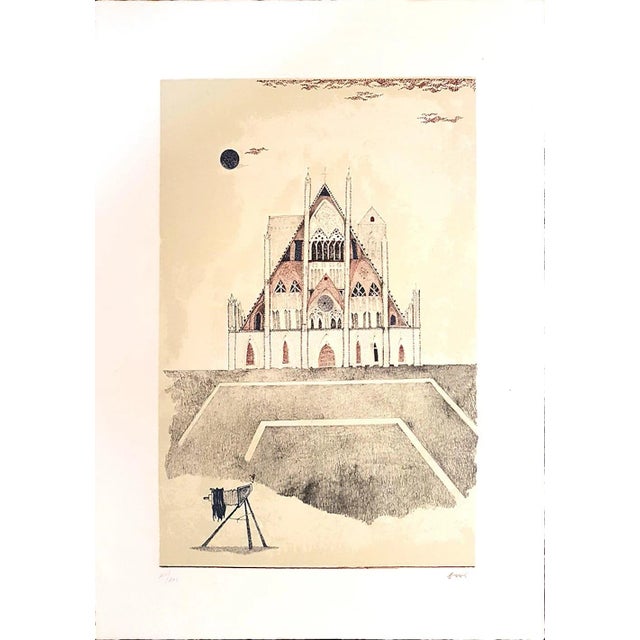 Cathedral of Brandenburg - Original Lithograph by Ossi Czinner - 1970s 1970s For Sale