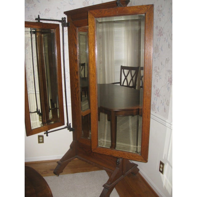 1920 Oak Trifold Dressing Room Mirror For Sale - Image 10 of 10